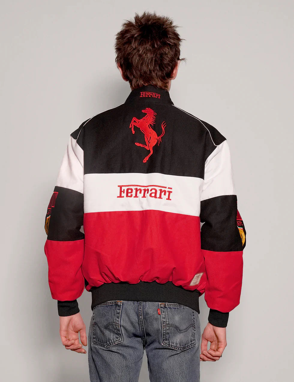 VOREL Ferrari Style Tri-Color Jacket – High-Speed Streetwear