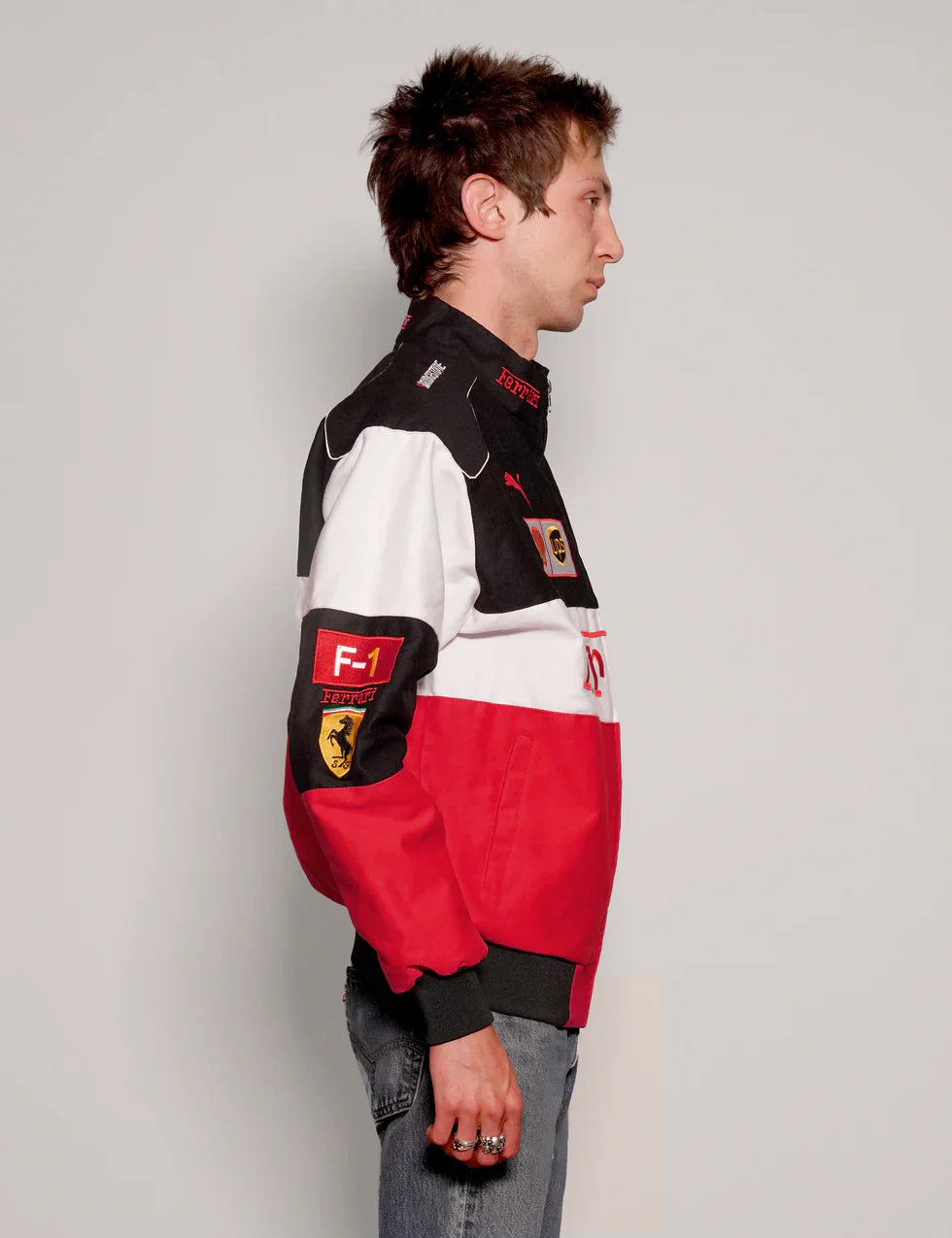 VOREL Ferrari Style Tri-Color Jacket – High-Speed Streetwear