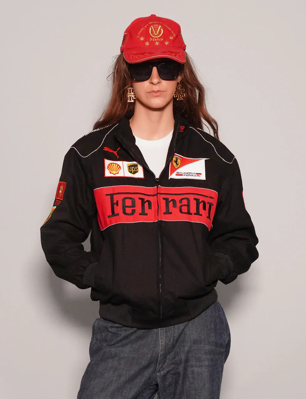 VOREL Black Grand Prix Racing Jacket – Ferrari-Inspired Design