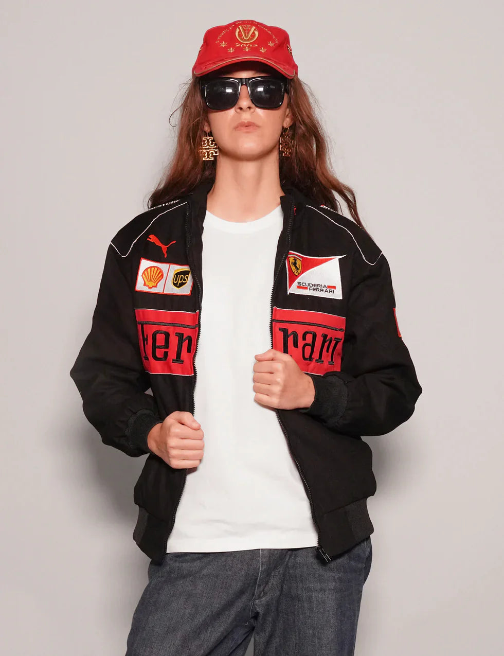 VOREL Black Grand Prix Racing Jacket – Ferrari-Inspired Design