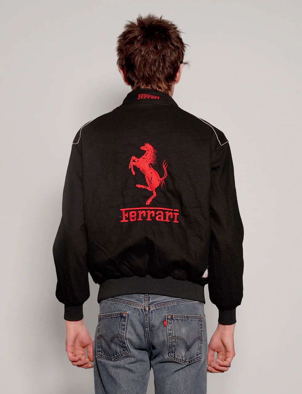 VOREL Black Ferrari Racing Jacket – Luxury Motorsport-Inspired Streetwear