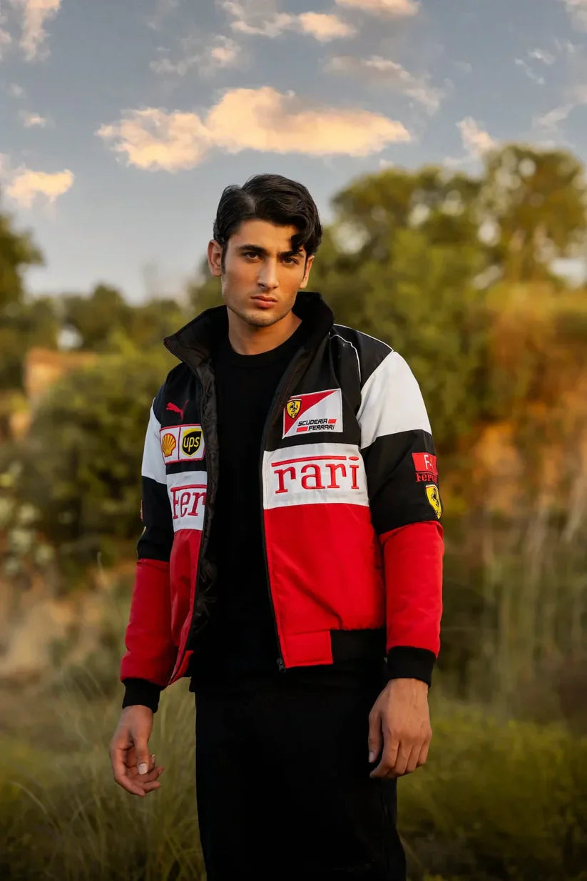 VOREL Tri-Color Ferrari Racing Jacket – Premium Motorsport Streetwear