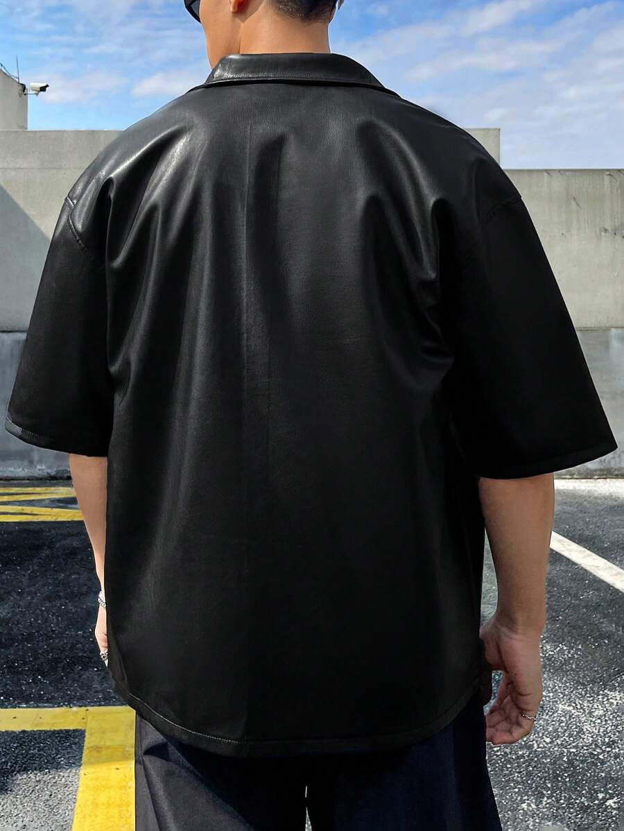 VOREL Half Sleeve Faux Leather Jacket – Modern Streetwear Layer for Men & Women