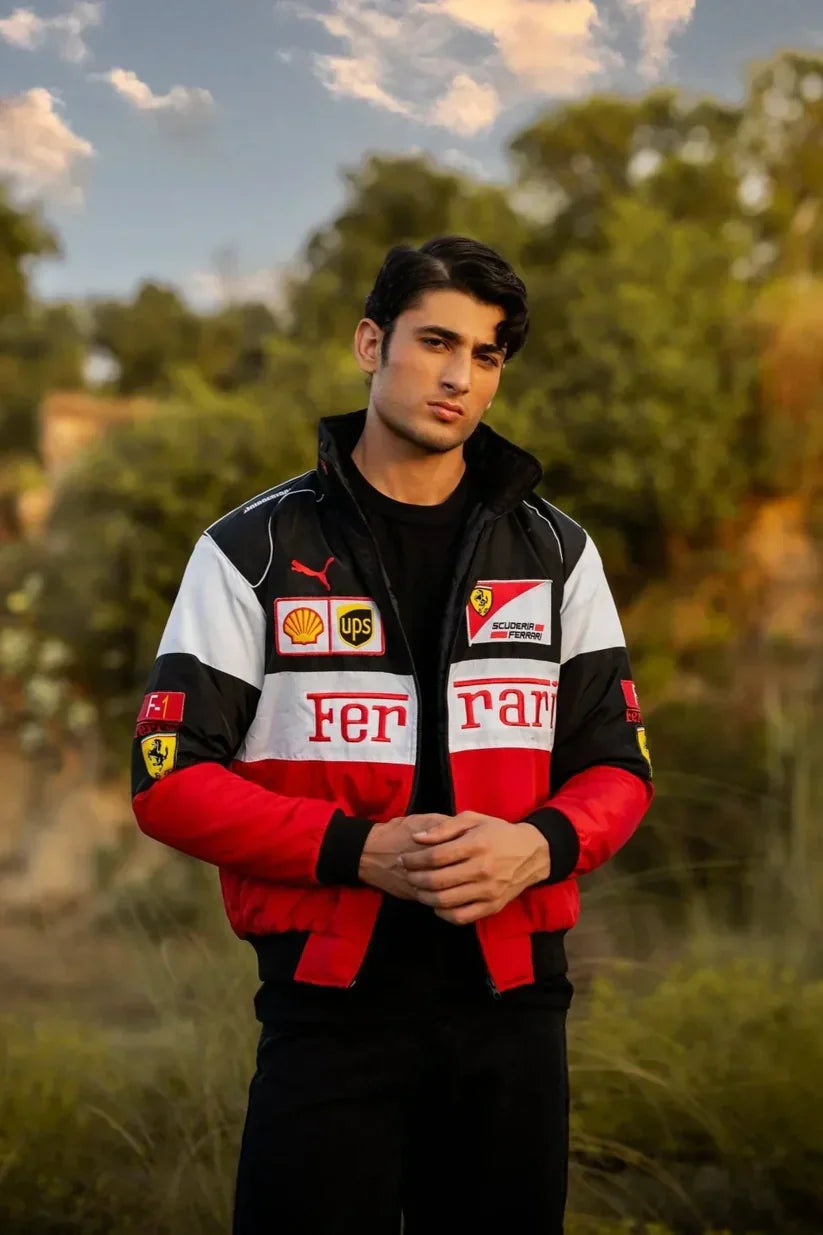 VOREL Tri-Color Ferrari Racing Jacket – Premium Motorsport Streetwear