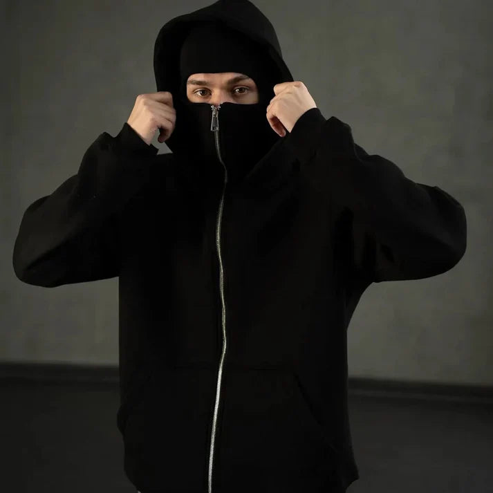 Black Balaclava Hoodie – VOREL Stealth Comfort Edition