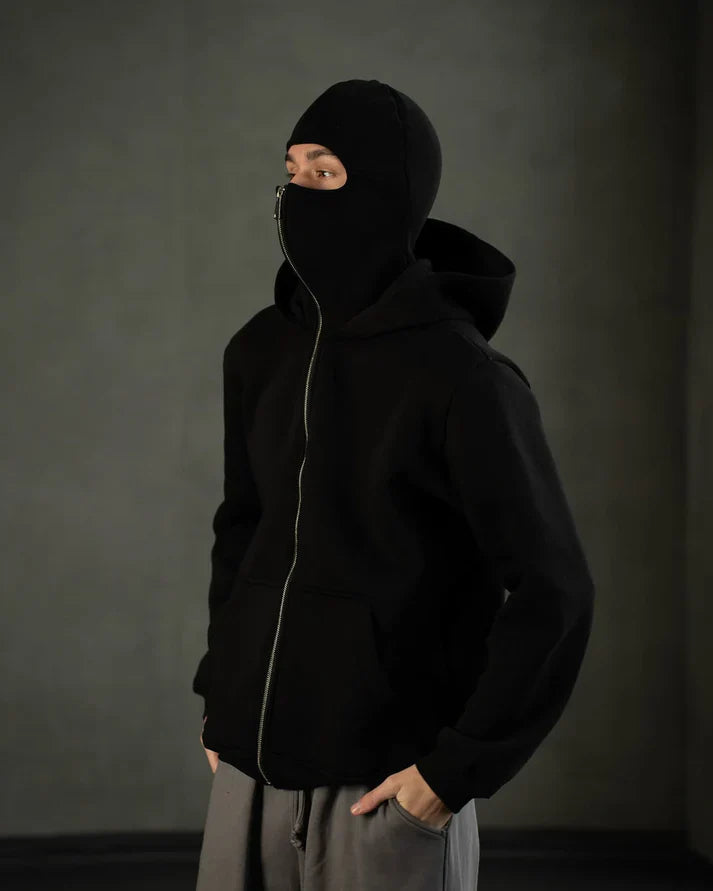 Black Balaclava Hoodie – VOREL Stealth Comfort Edition