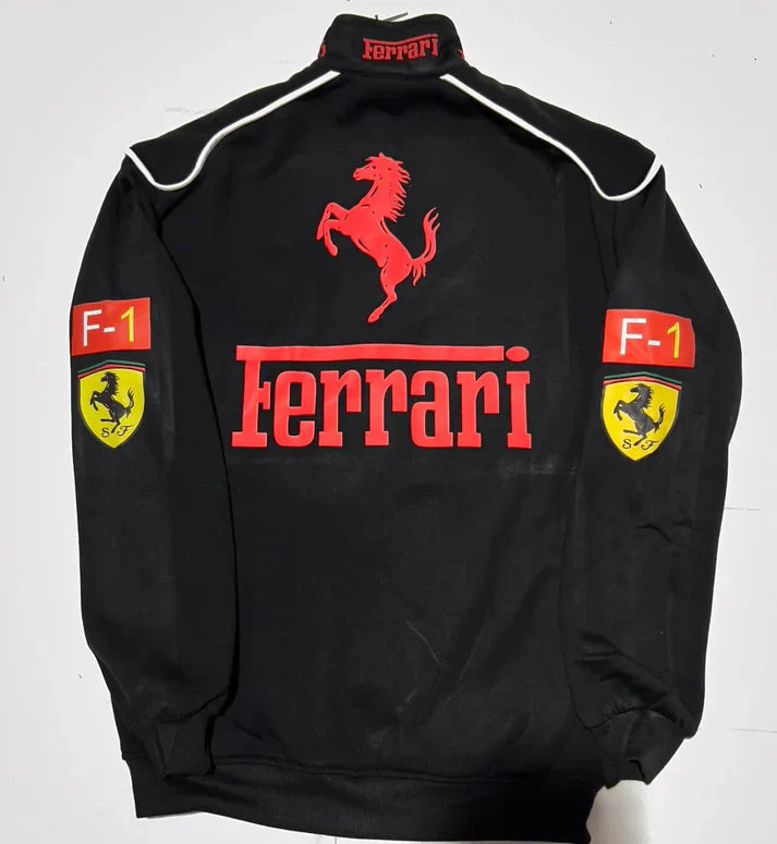 Black Ferrari Racing Jacket – VOREL Street Performance Edition